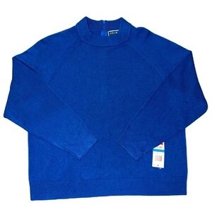 NWT Karen Scott PXL Mock Neck Sweater Deep Pacific Blue Women